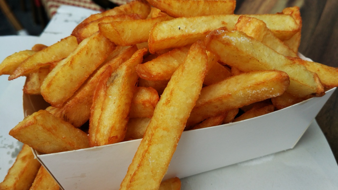 French fries browned at high heat during cooking